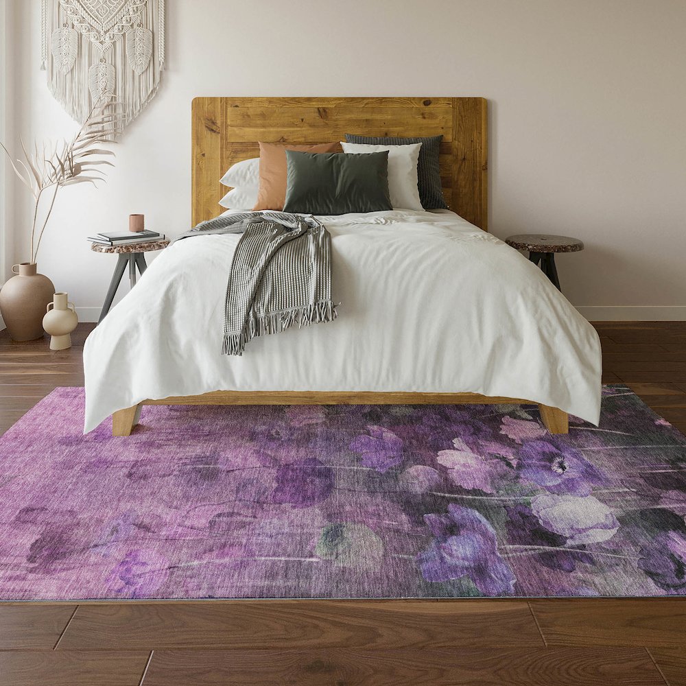 Premium Machine Washable Mayfield  Purple 2'6" x 3'10" Rug. Picture 6
