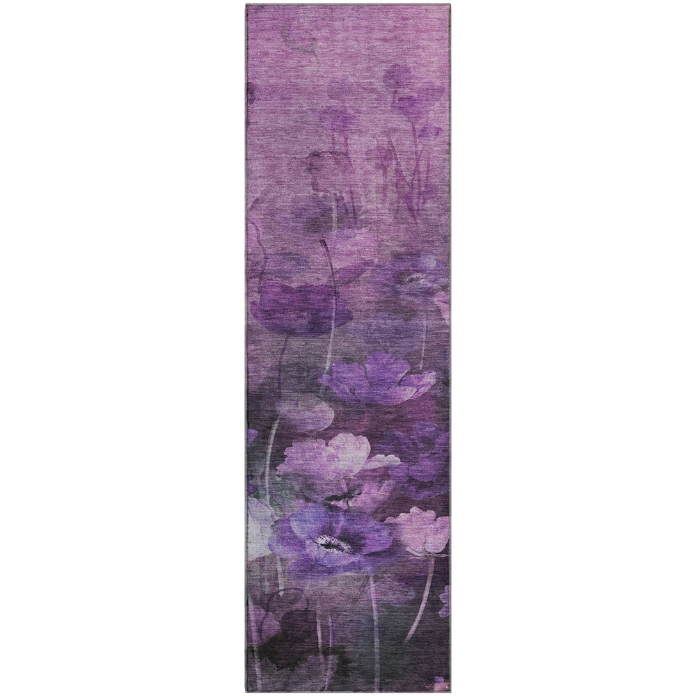 Premium Machine Washable Mayfield  Purple 2'3" x 7'6" Runner Rug. Picture 1