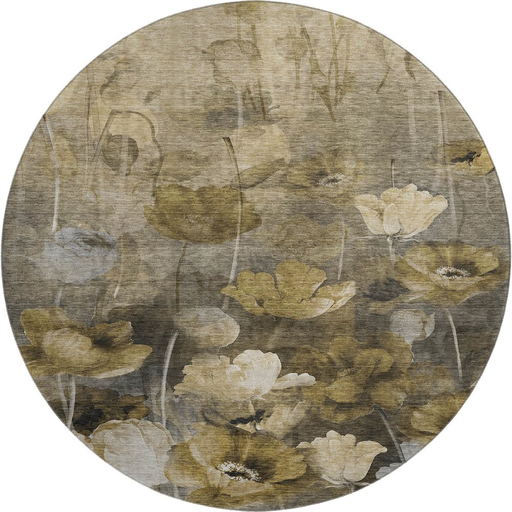 Premium Machine Washable Mayfield  Taupe 8' x 8' Round Rug. Picture 1