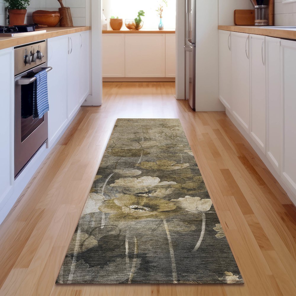 Premium Machine Washable Mayfield  Taupe 2'3" x 7'6" Runner Rug. Picture 5