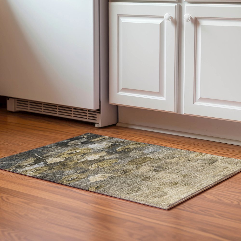 Premium Machine Washable Mayfield  Taupe 1'8" x 2'6" Rug. Picture 5