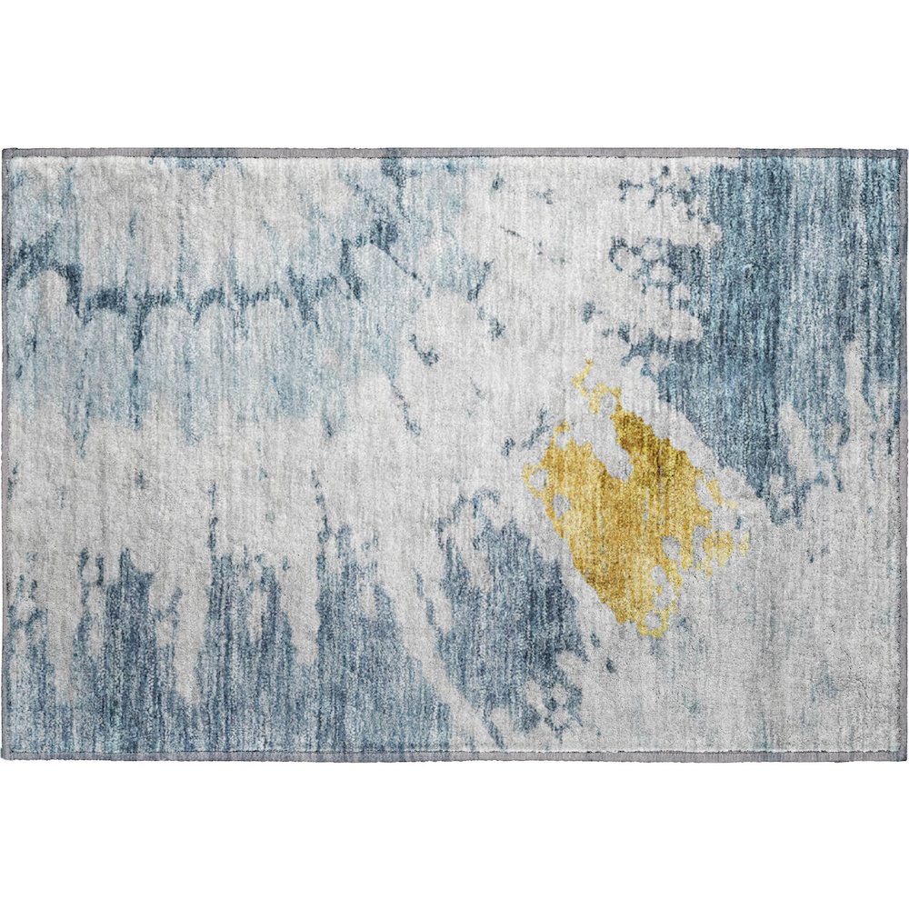 Premium Machine Washable Mayfield  Blue 1'8" x 2'6" Rug. Picture 1