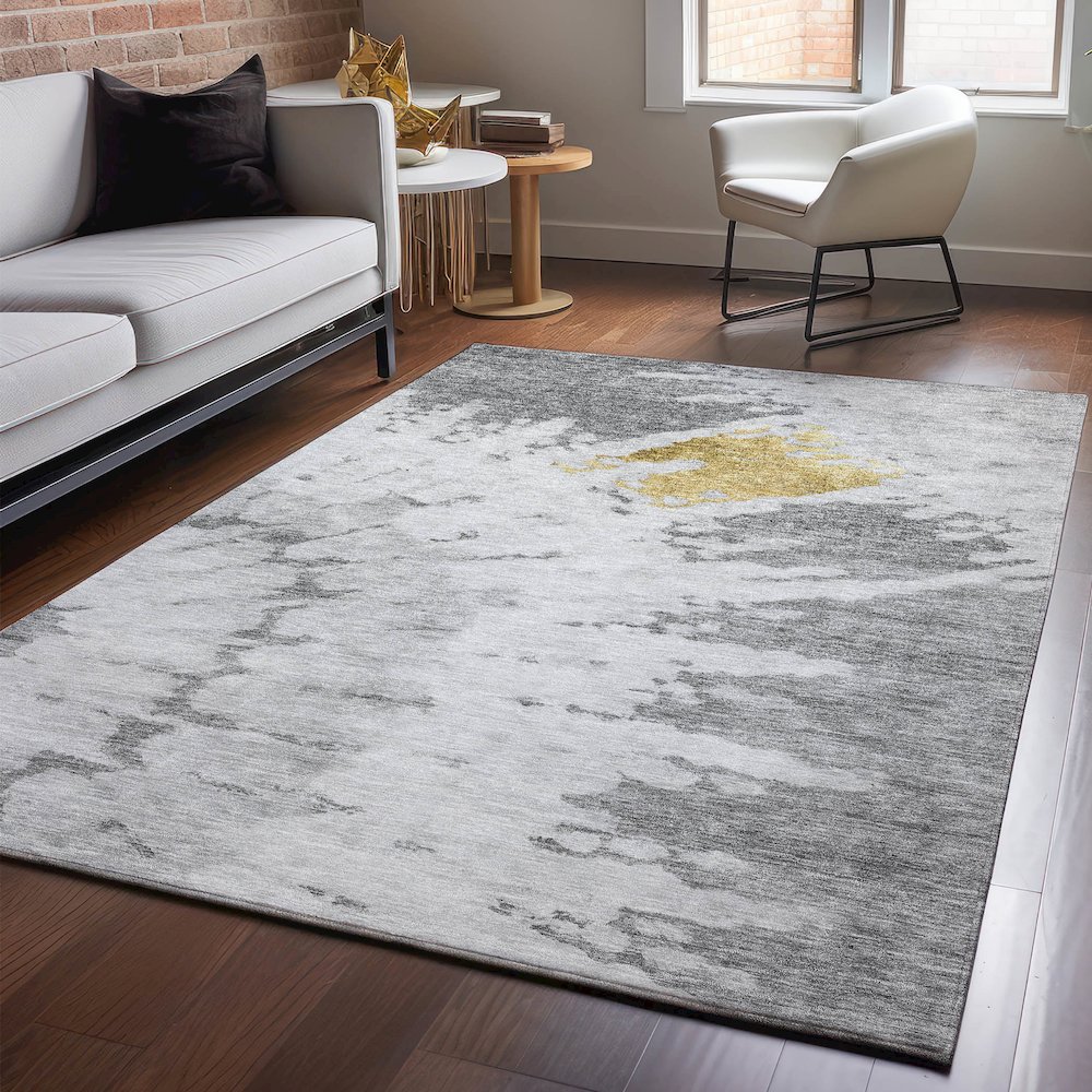 Premium Machine Washable Mayfield  Gray 2'6" x 3'10" Rug. Picture 5