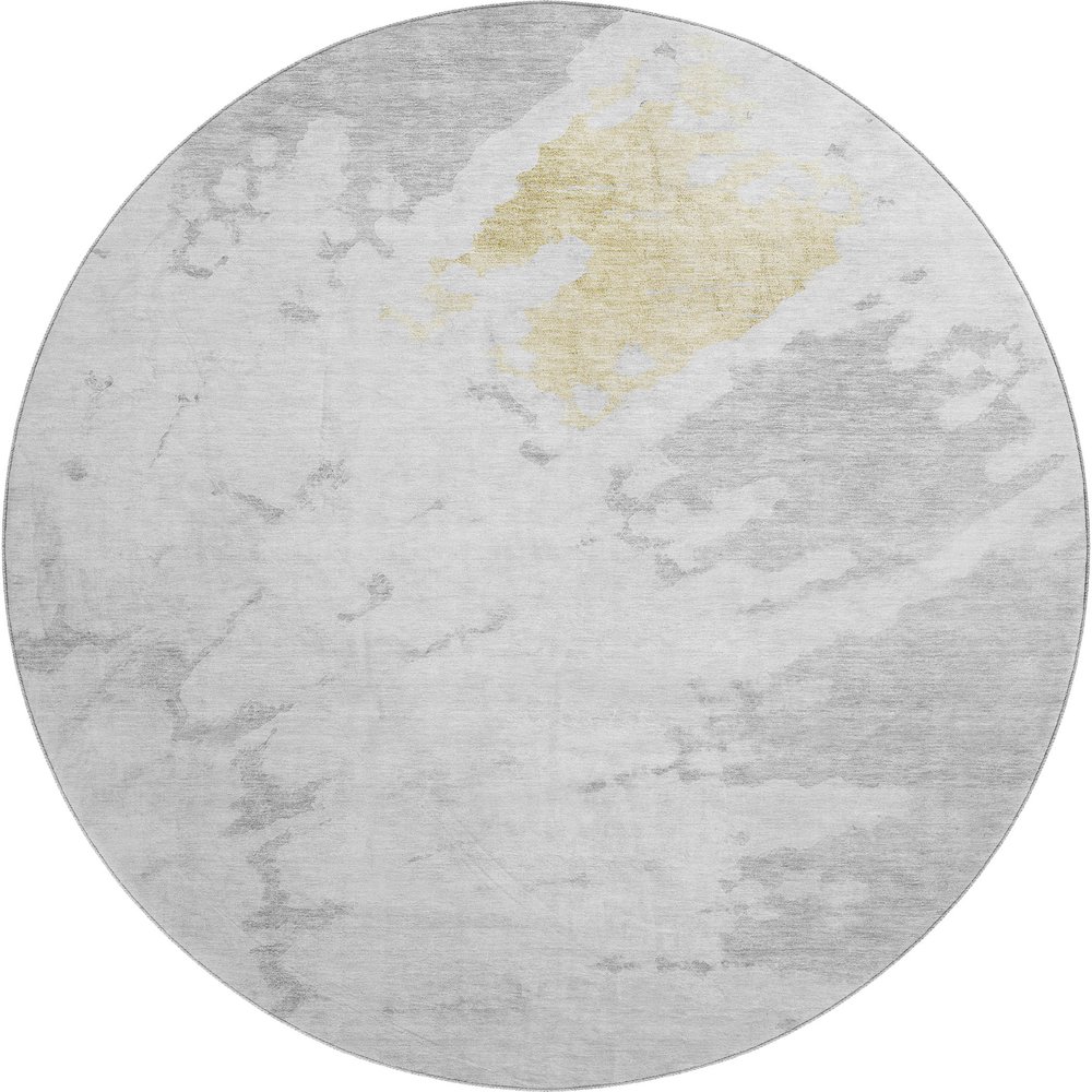 Premium Machine Washable Mayfield  Silver 8' x 8' Round Rug. Picture 1
