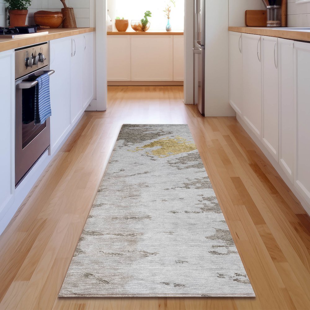 Premium Machine Washable Mayfield  Taupe 2'3" x 7'6" Runner Rug. Picture 5