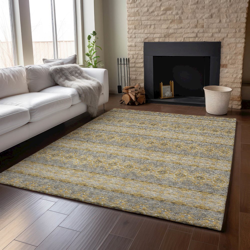 Premium Machine Washable Mayfield  Gold 2'6" x 3'10" Rug. Picture 6