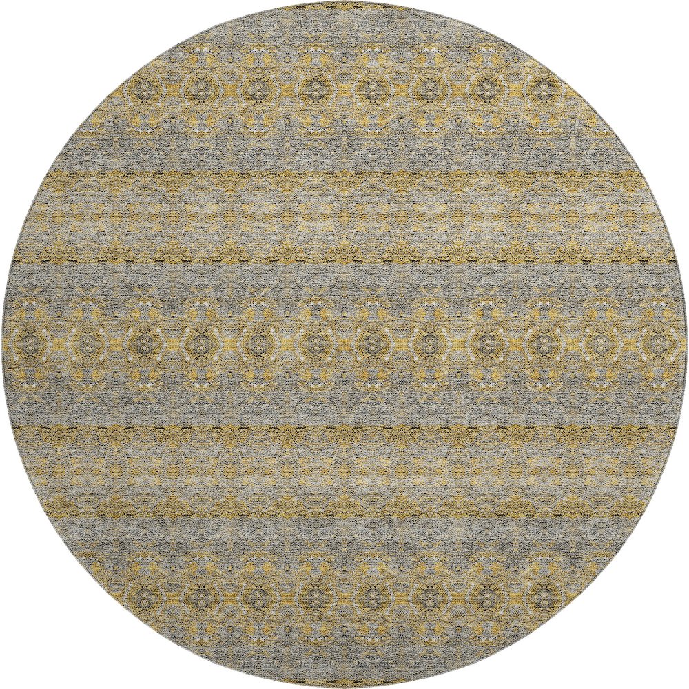 Premium Machine Washable Mayfield  Gold 8' x 8' Round Rug. Picture 1