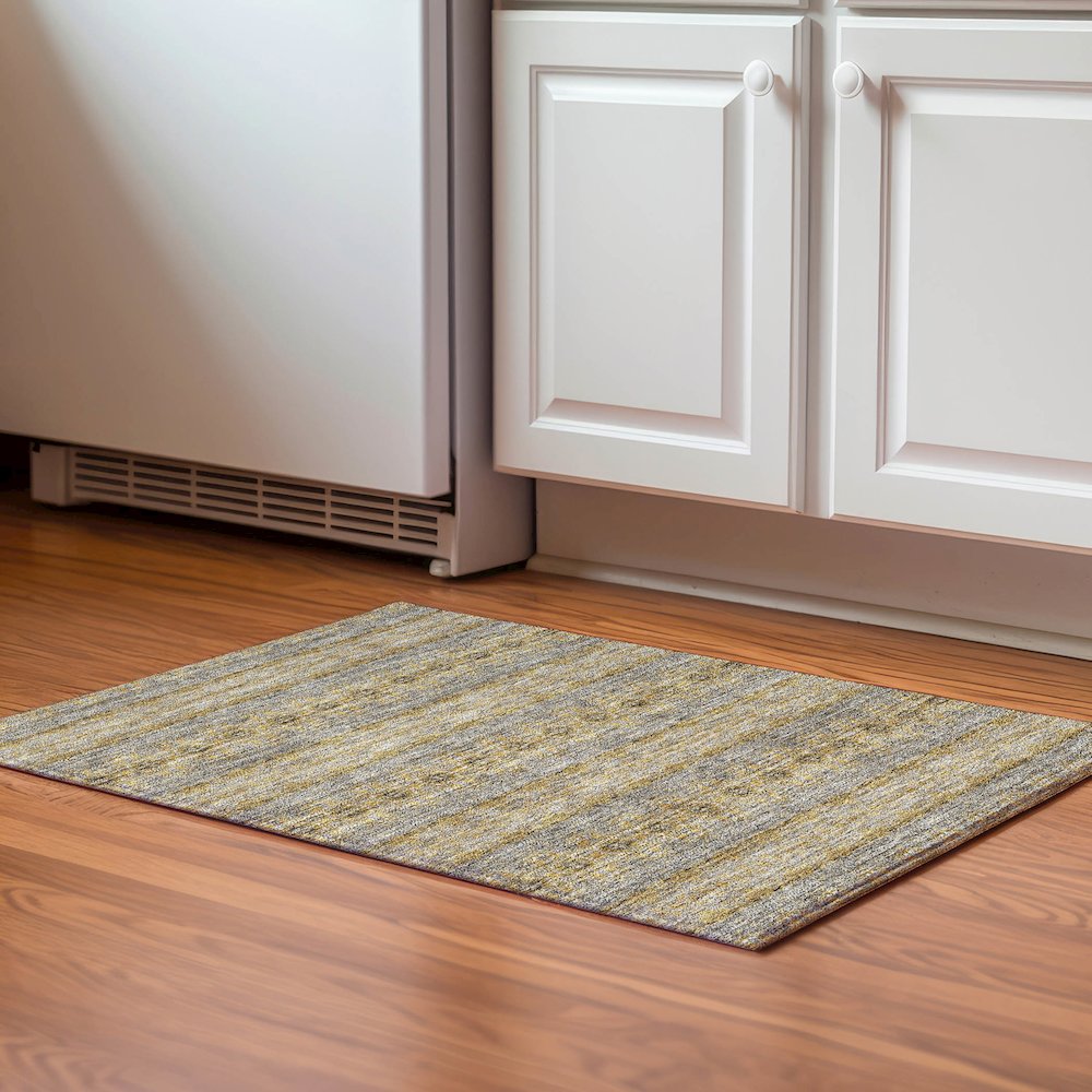 Premium Machine Washable Mayfield  Gold 1'8" x 2'6" Rug. Picture 5