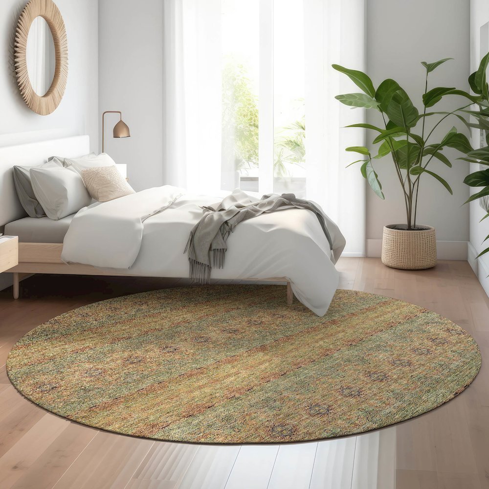 Premium Machine Washable Mayfield  Green 8' x 8' Round Rug. Picture 5