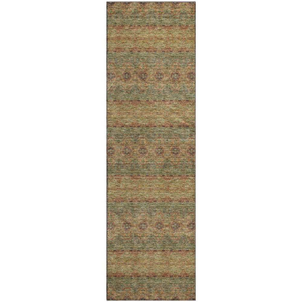 Premium Machine Washable Mayfield  Green 2'3" x 7'6" Runner Rug. Picture 1