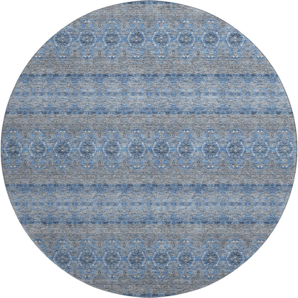 Premium Machine Washable Mayfield  Navy 8' x 8' Round Rug. Picture 1