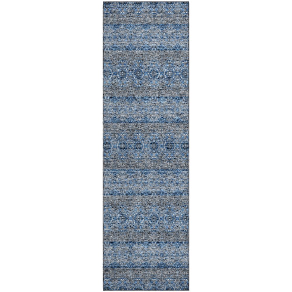 Premium Machine Washable Mayfield  Navy 2'3" x 7'6" Runner Rug. Picture 1