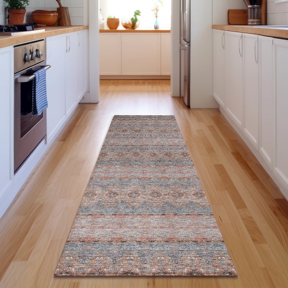 Premium Machine Washable Mayfield  Paprika 2'3" x 7'6" Runner Rug. Picture 5