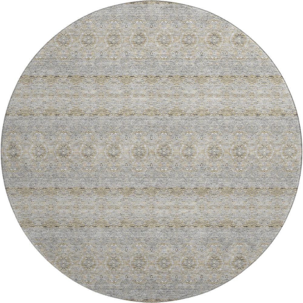 Premium Machine Washable Mayfield  Silver 8' x 8' Round Rug. Picture 1