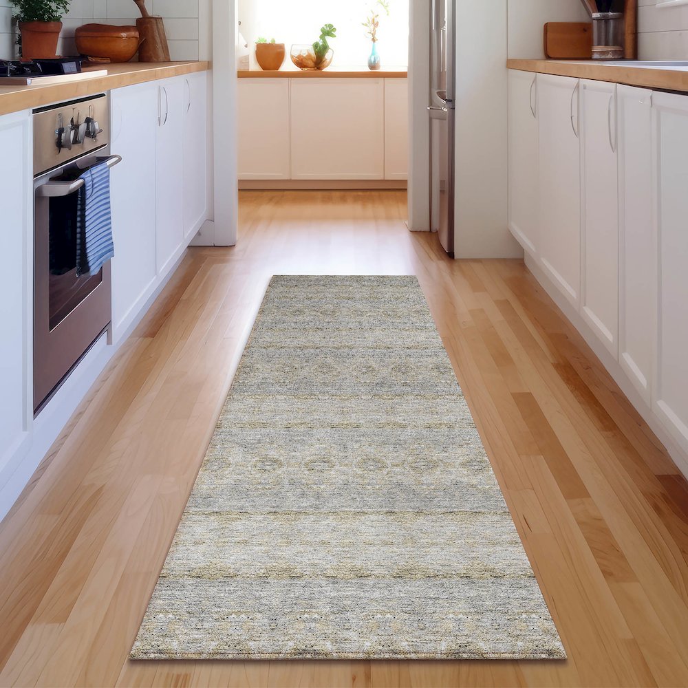 Premium Machine Washable Mayfield  Silver 2'3" x 7'6" Runner Rug. Picture 5