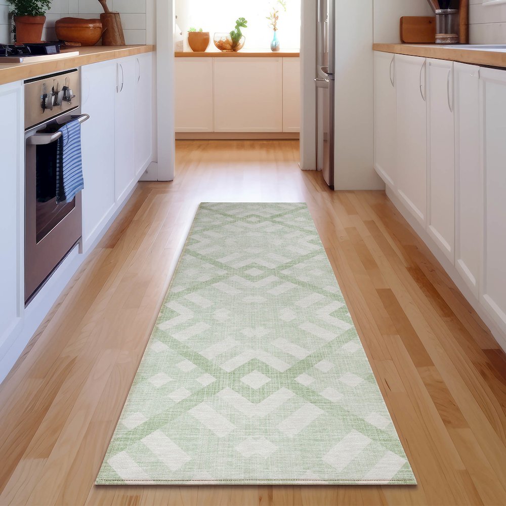 Premium Machine Washable Mayfield  Mint 2'3" x 7'6" Runner Rug. Picture 5