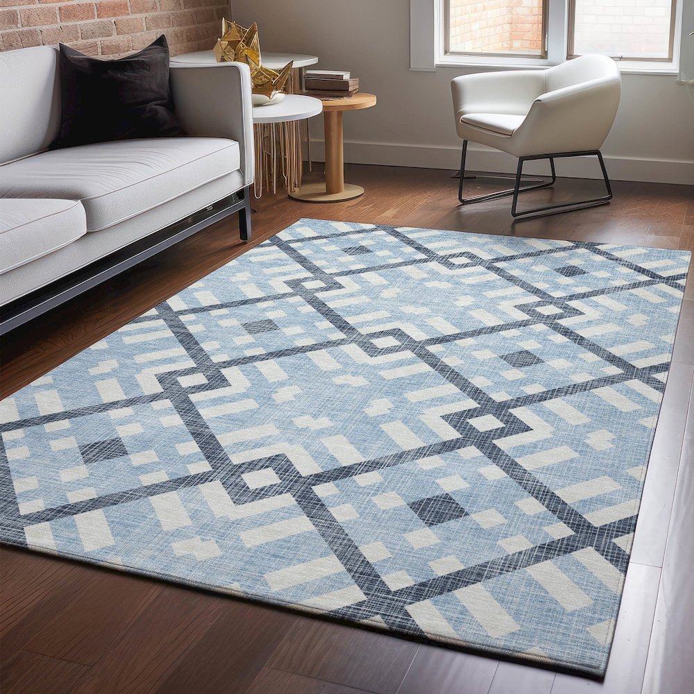 Premium Machine Washable Mayfield  Sky 2'6" x 3'10" Rug. Picture 5