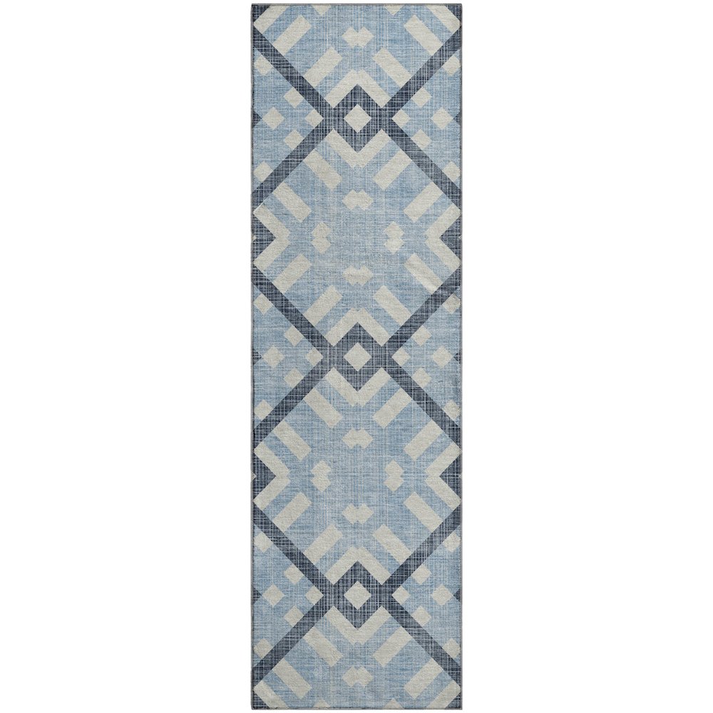 Premium Machine Washable Mayfield  Sky 2'3" x 7'6" Runner Rug. Picture 1