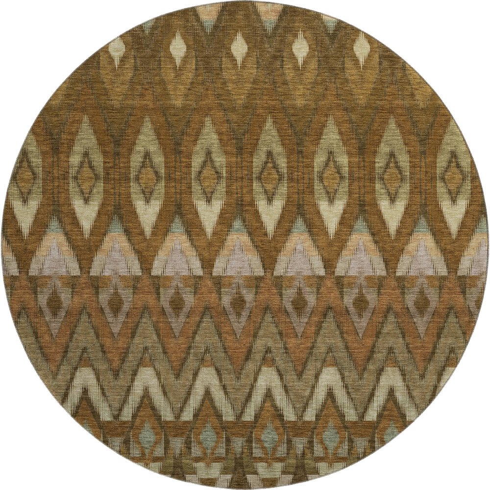 Premium Machine Washable Mayfield  Brown 8' x 8' Round Rug. Picture 1