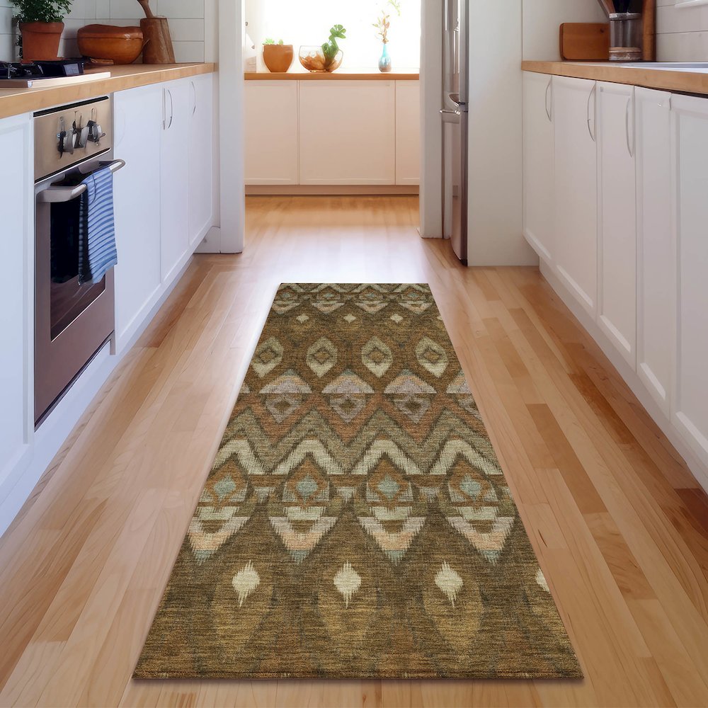 Premium Machine Washable Mayfield  Brown 2'3" x 7'6" Runner Rug. Picture 5