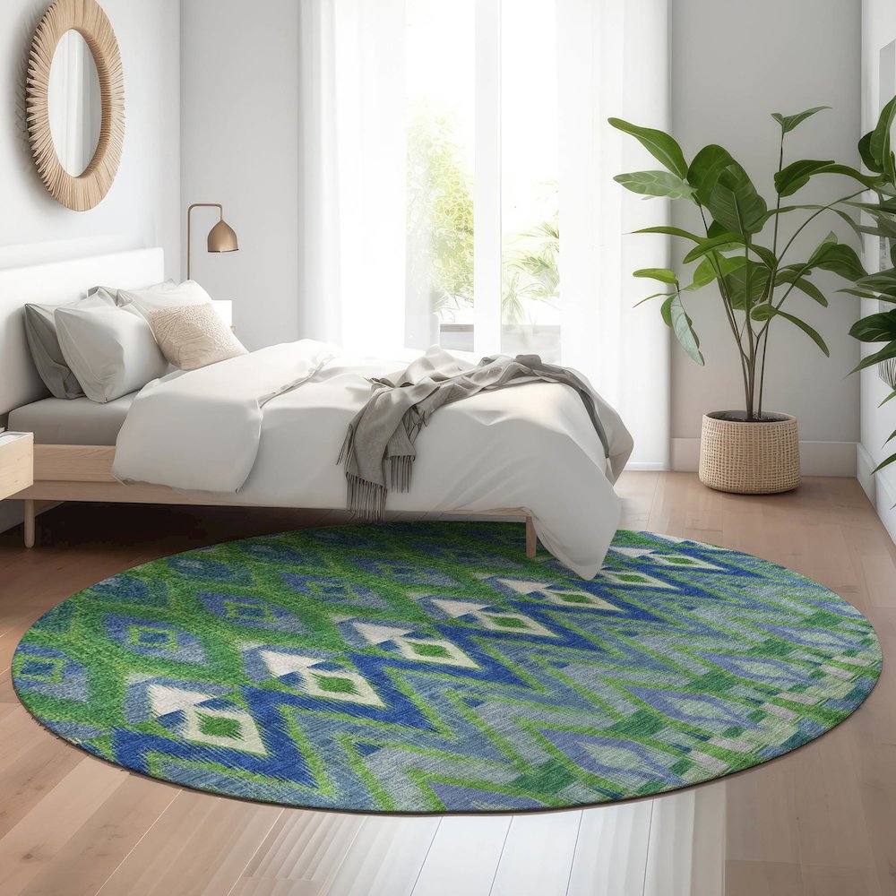 Premium Machine Washable Mayfield  Green 8' x 8' Round Rug. Picture 5