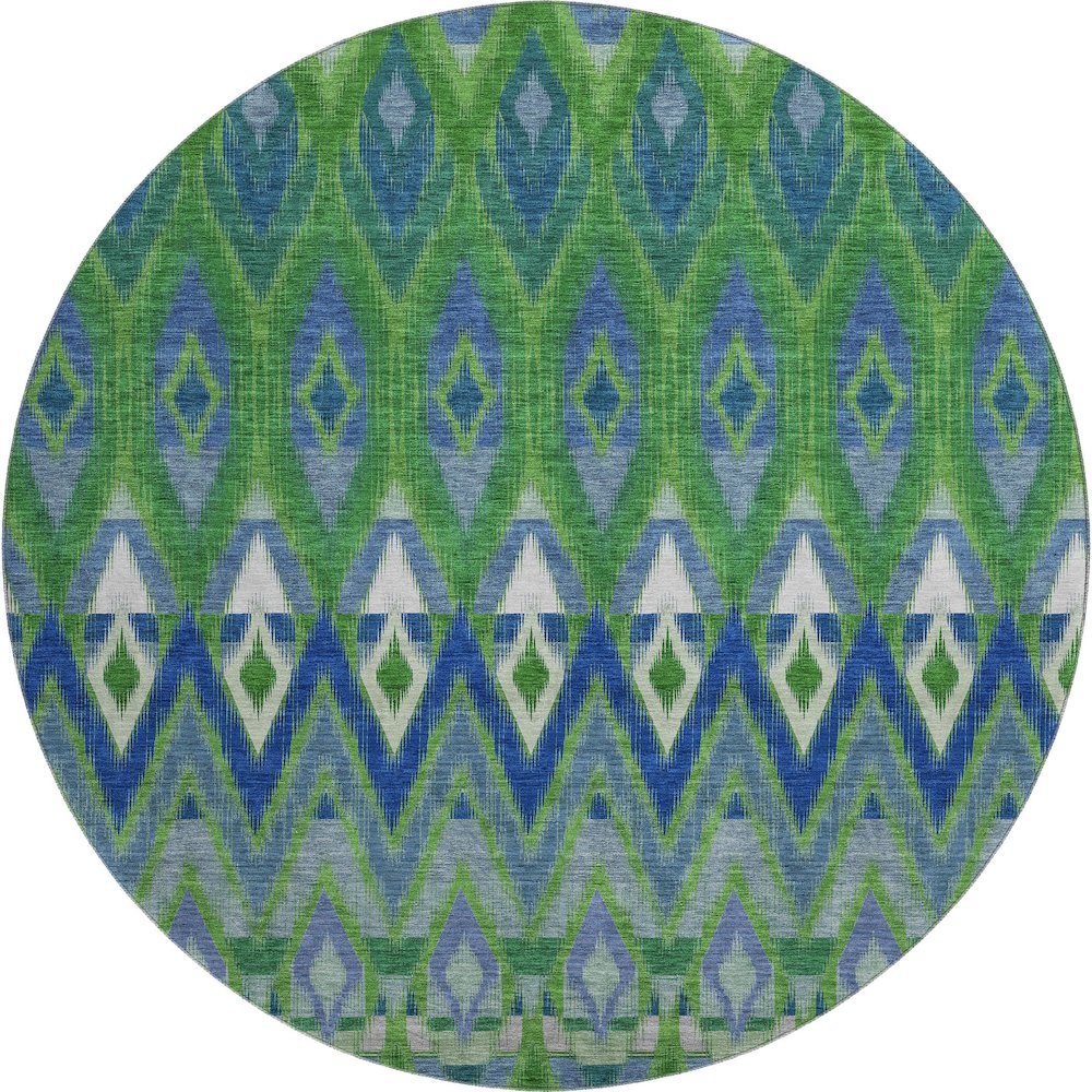Premium Machine Washable Mayfield  Green 8' x 8' Round Rug. Picture 1