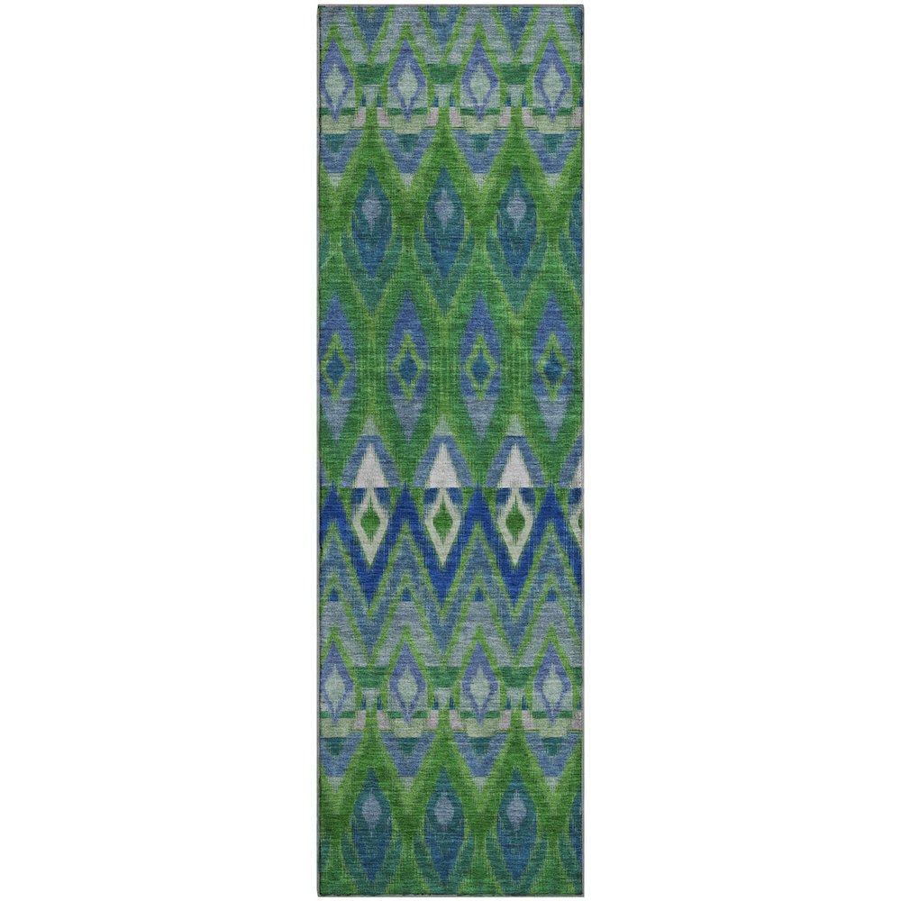 Premium Machine Washable Mayfield  Green 2'3" x 7'6" Runner Rug. Picture 1