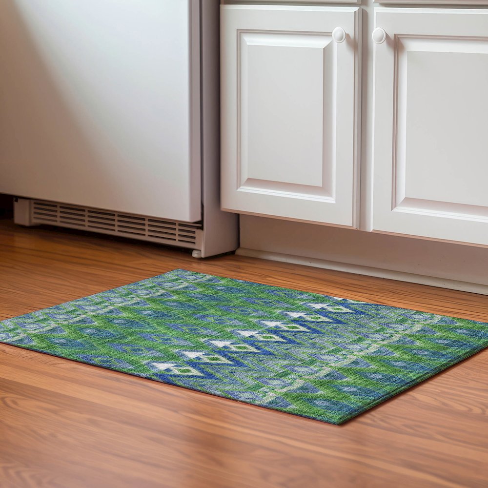 Premium Machine Washable Mayfield  Green 1'8" x 2'6" Rug. Picture 5