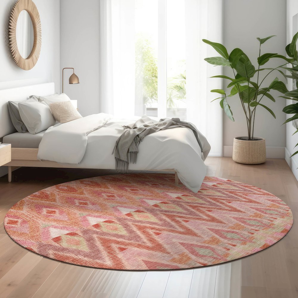 Premium Machine Washable Mayfield  Pink 8' x 8' Round Rug. Picture 5