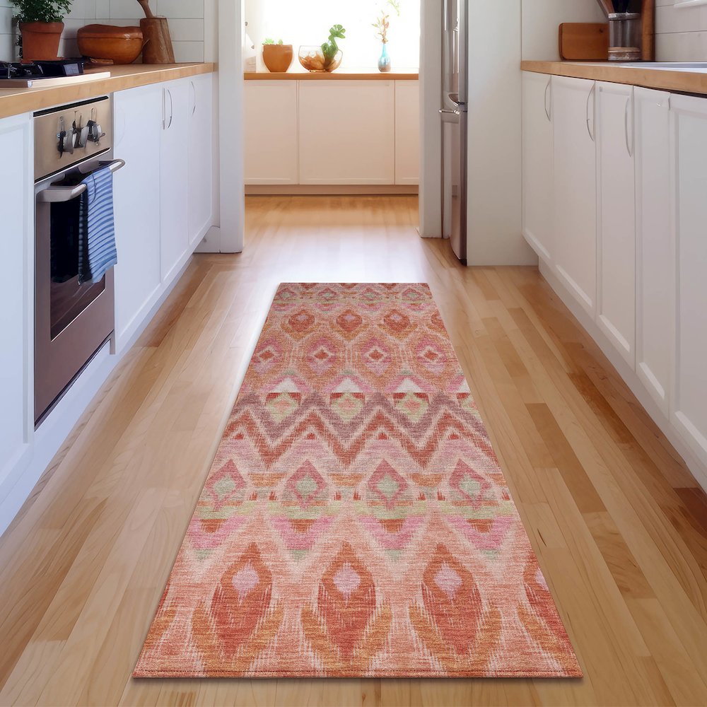 Premium Machine Washable Mayfield  Pink 2'3" x 7'6" Runner Rug. Picture 5