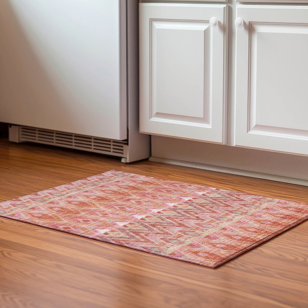 Premium Machine Washable Mayfield  Pink 1'8" x 2'6" Rug. Picture 5