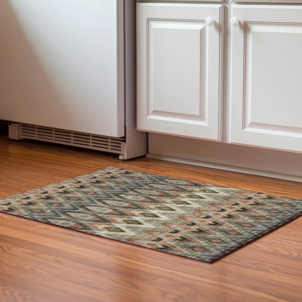 Premium Machine Washable Mayfield  Taupe 1'8" x 2'6" Rug. Picture 5