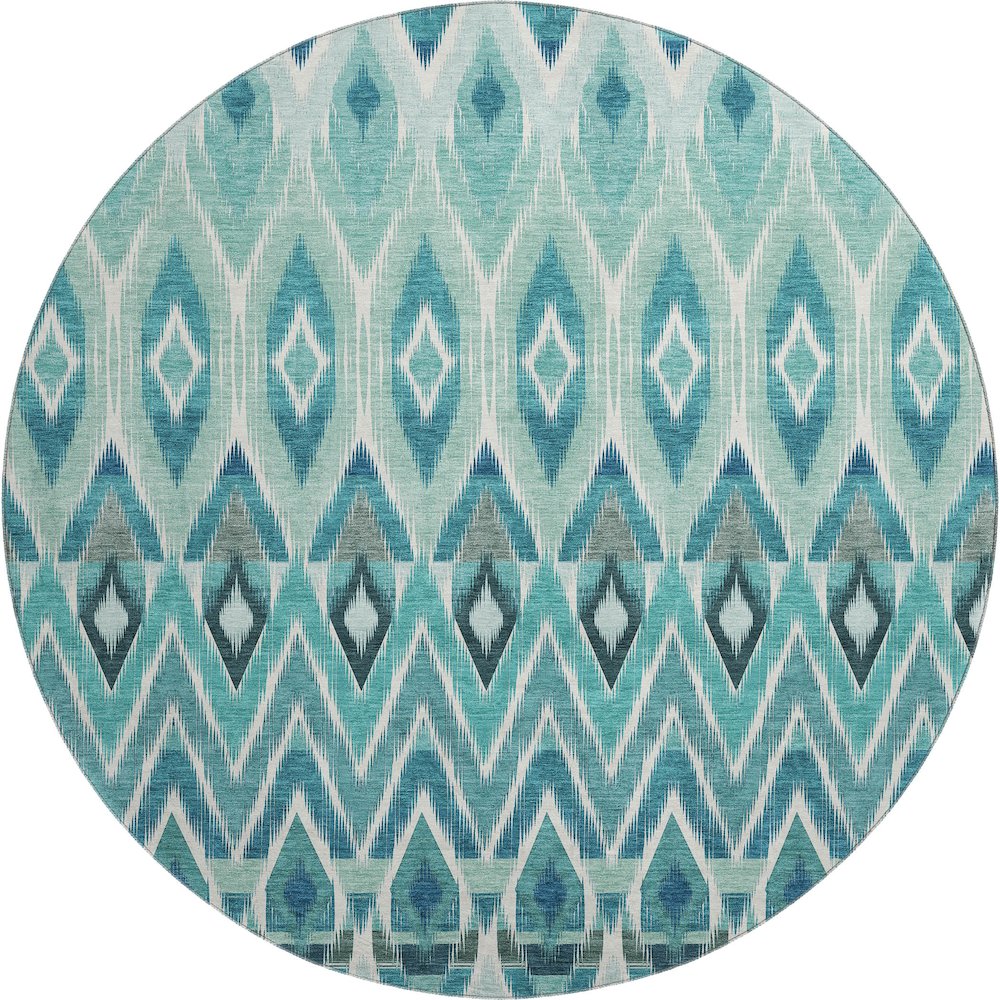 Premium Machine Washable Mayfield  Teal 8' x 8' Round Rug. Picture 1