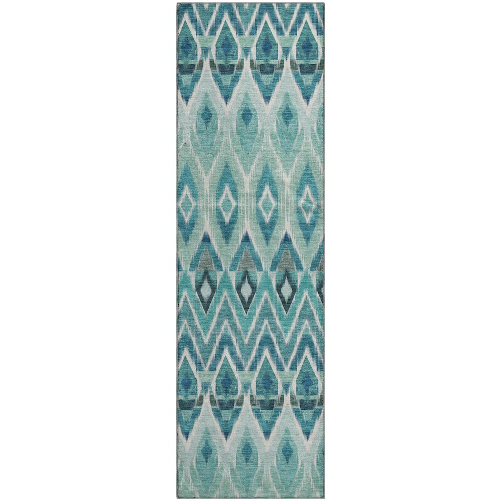 Premium Machine Washable Mayfield  Teal 2'3" x 7'6" Runner Rug. Picture 1