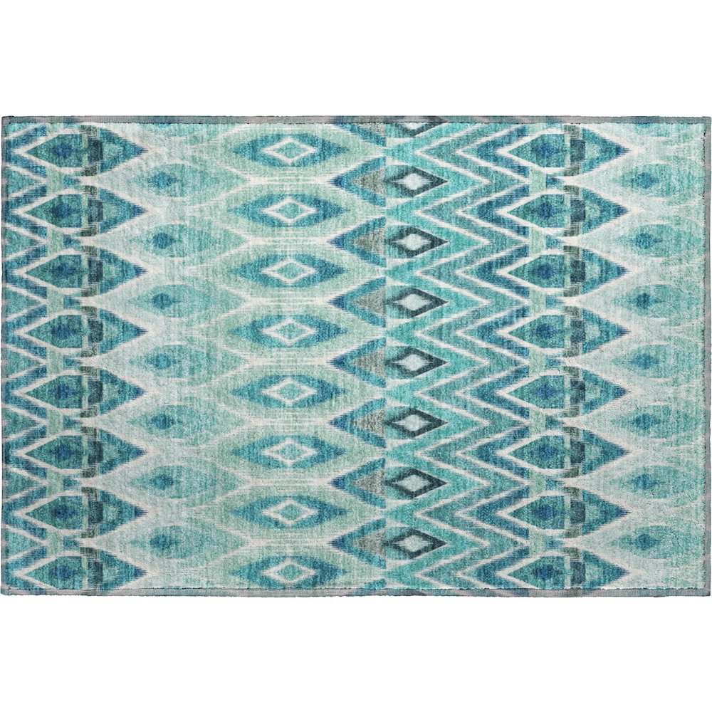 Premium Machine Washable Mayfield  Teal 1'8" x 2'6" Rug. Picture 1