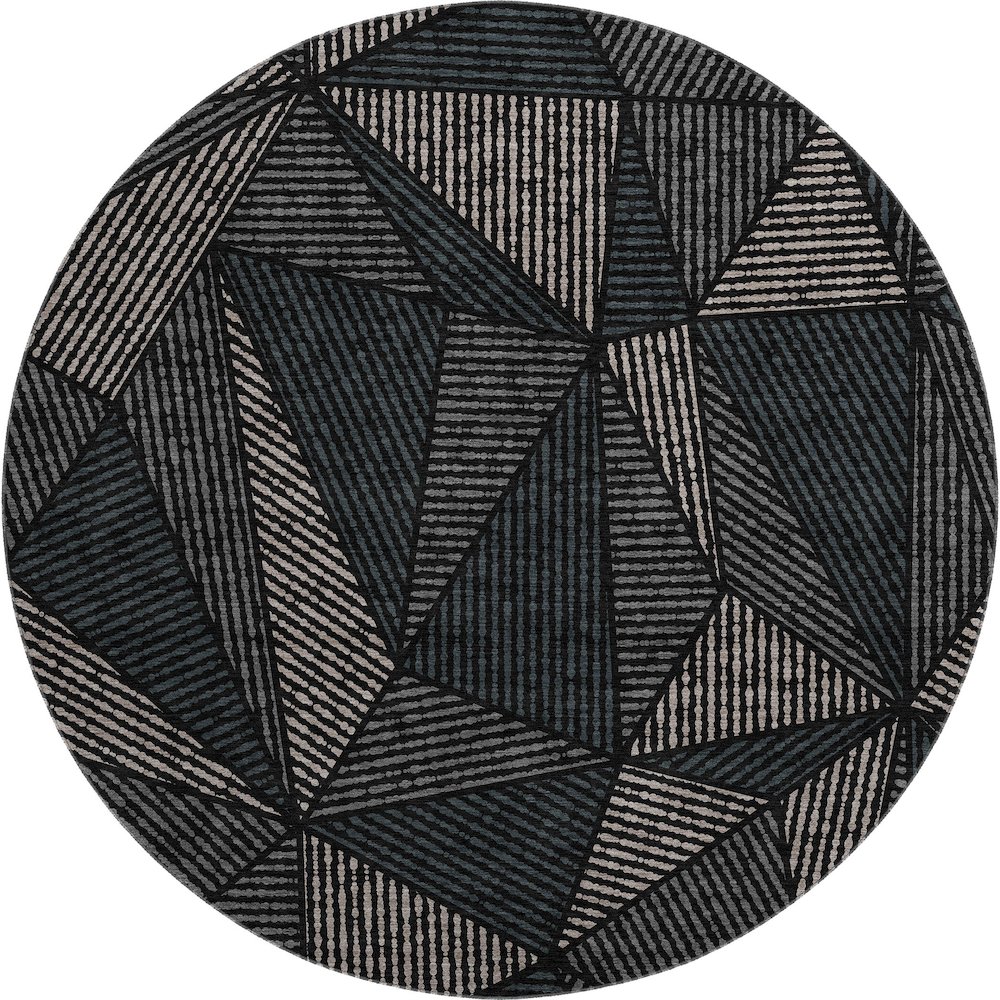 Premium Machine Washable Mayfield  Black 8' x 8' Round Rug. Picture 1