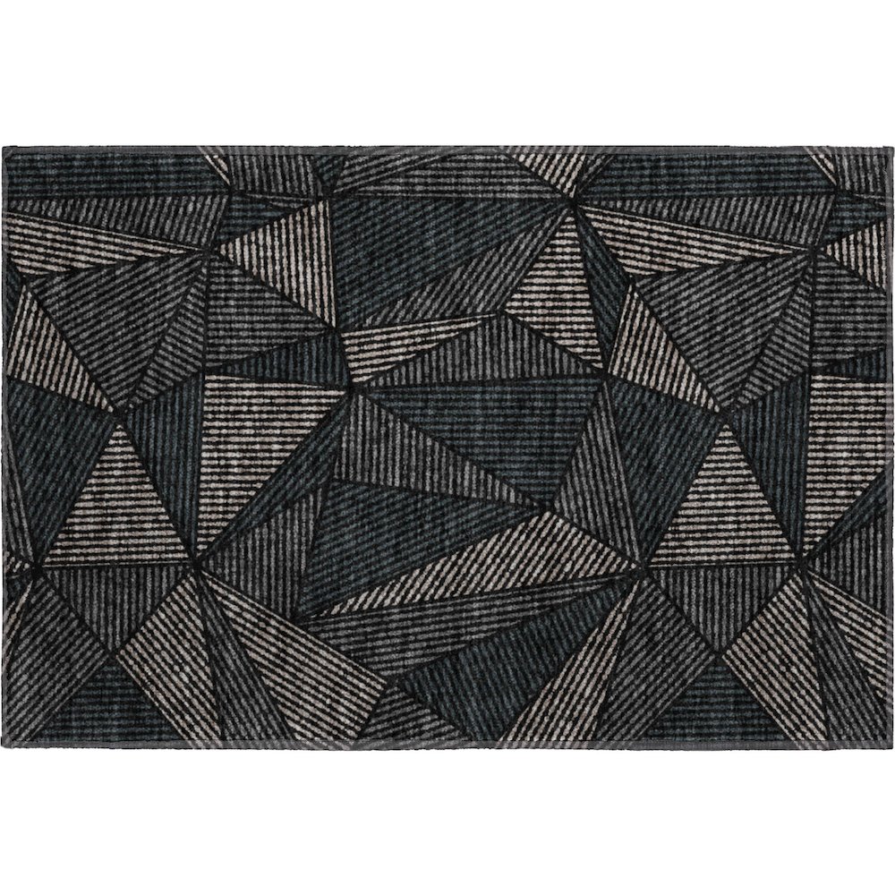 Premium Machine Washable Mayfield  Black 1'8" x 2'6" Rug. Picture 1