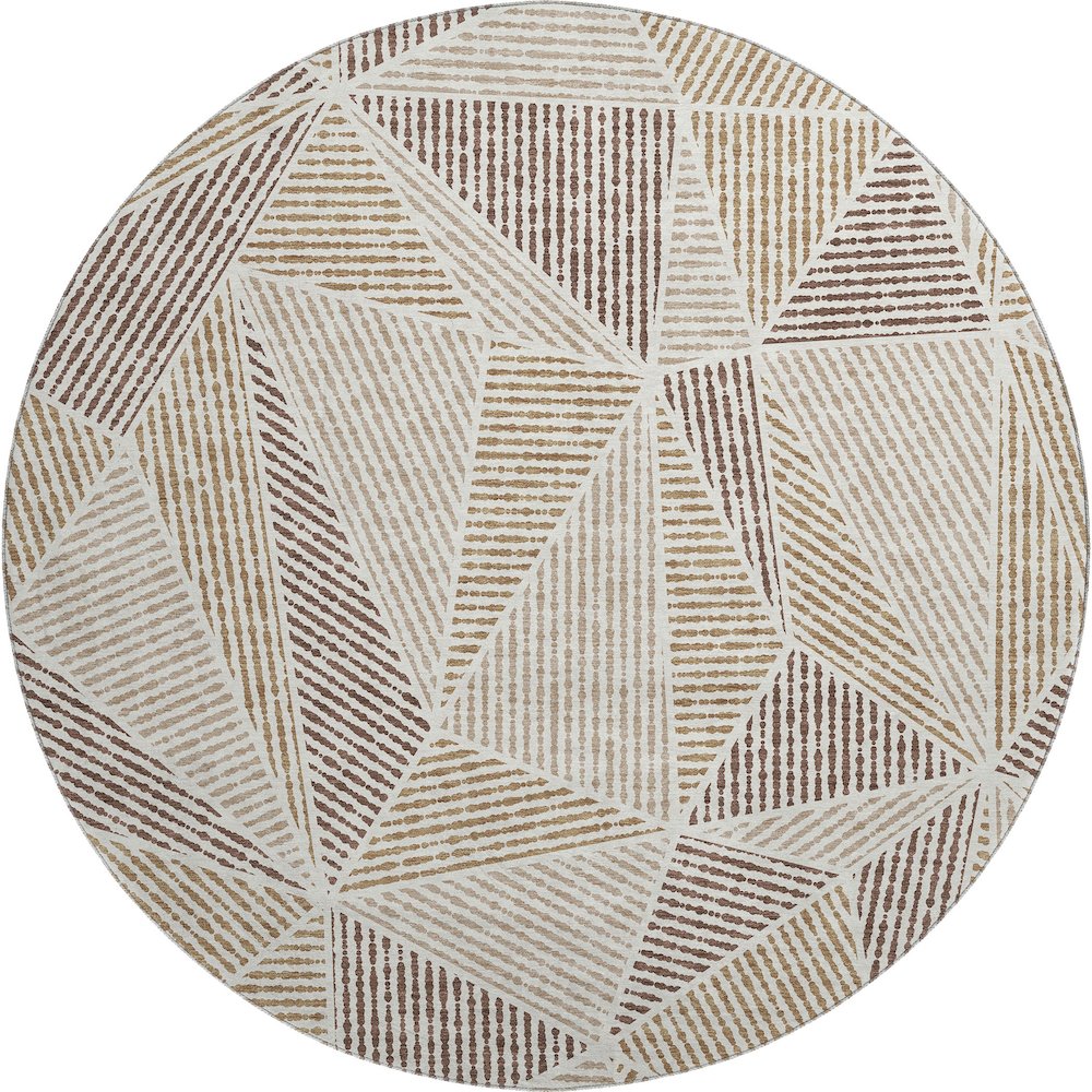 Premium Machine Washable Mayfield  Brown 8' x 8' Round Rug. Picture 1