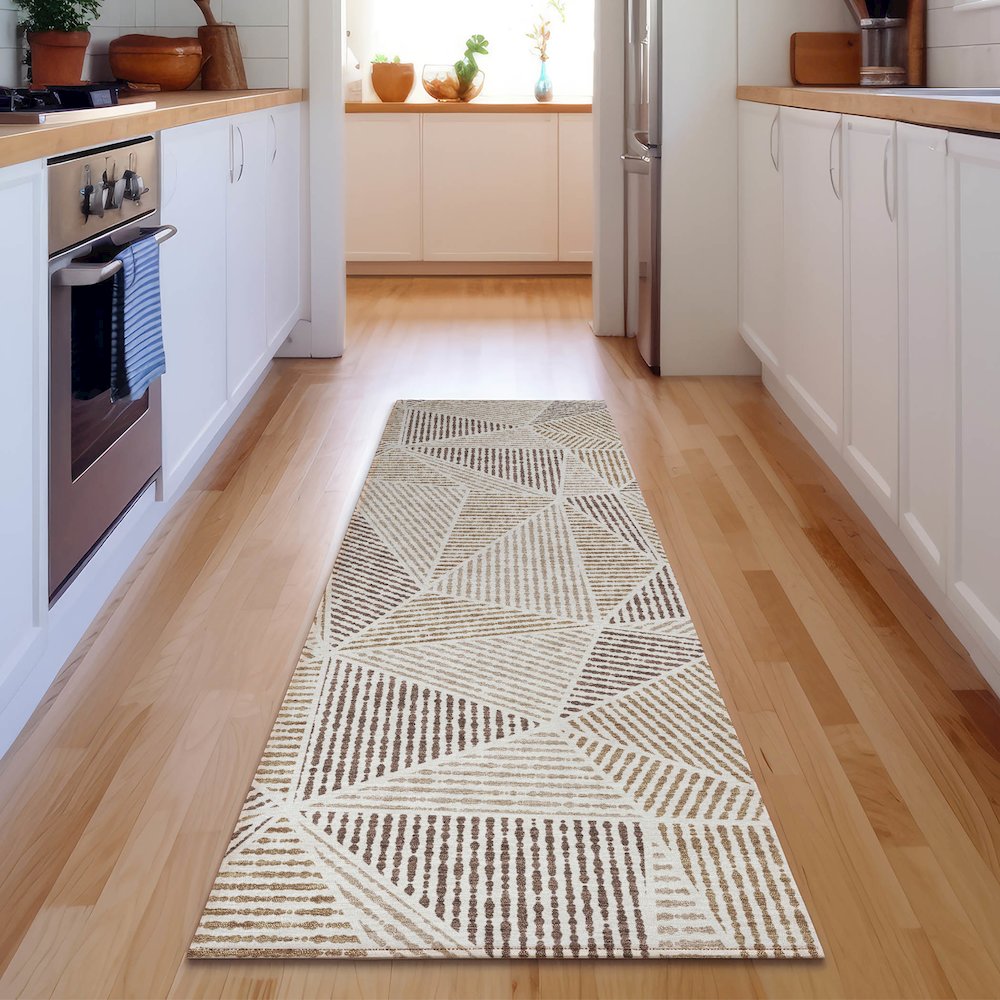 Premium Machine Washable Mayfield  Brown 2'3" x 7'6" Runner Rug. Picture 5
