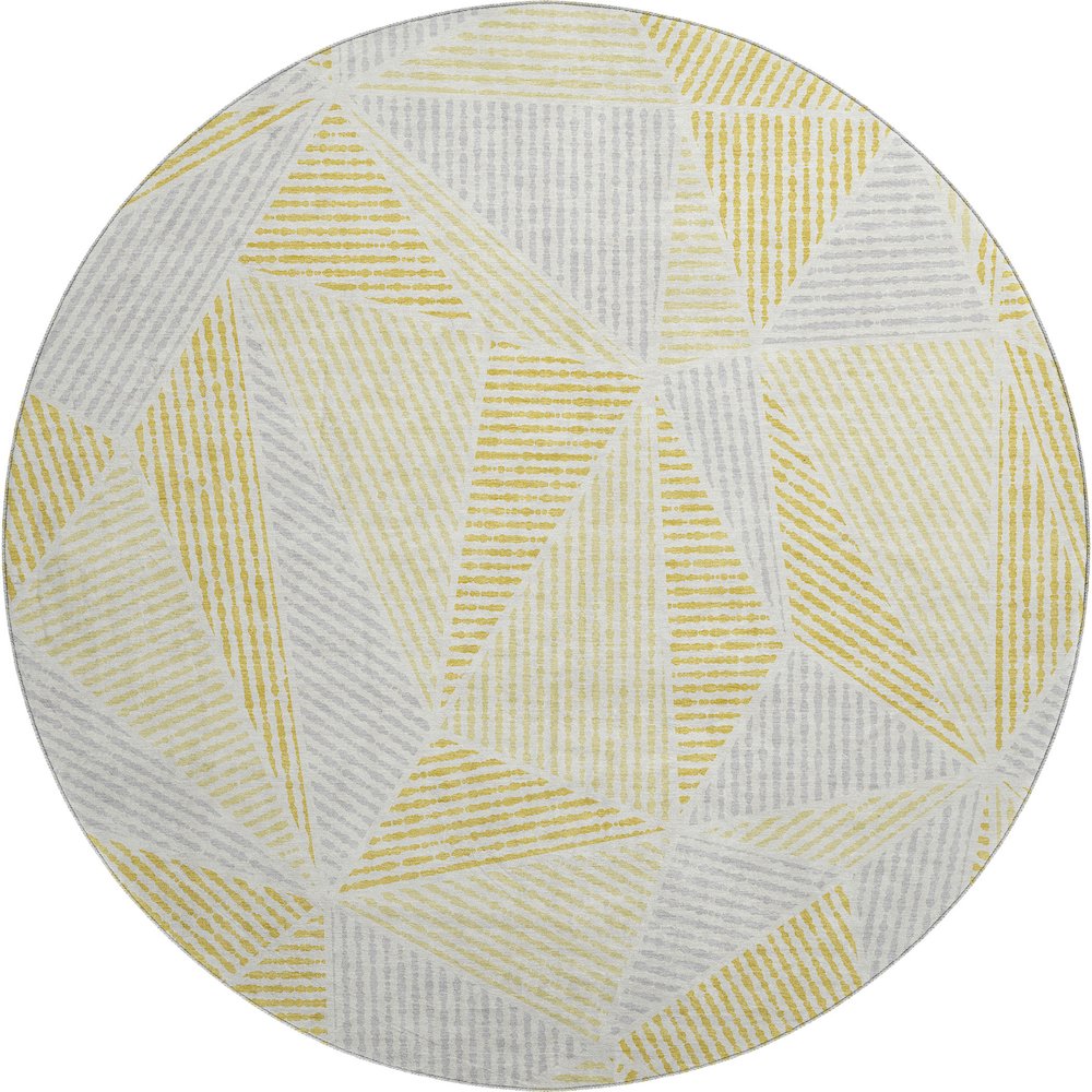 Premium Machine Washable Mayfield  Gold 8' x 8' Round Rug. Picture 1
