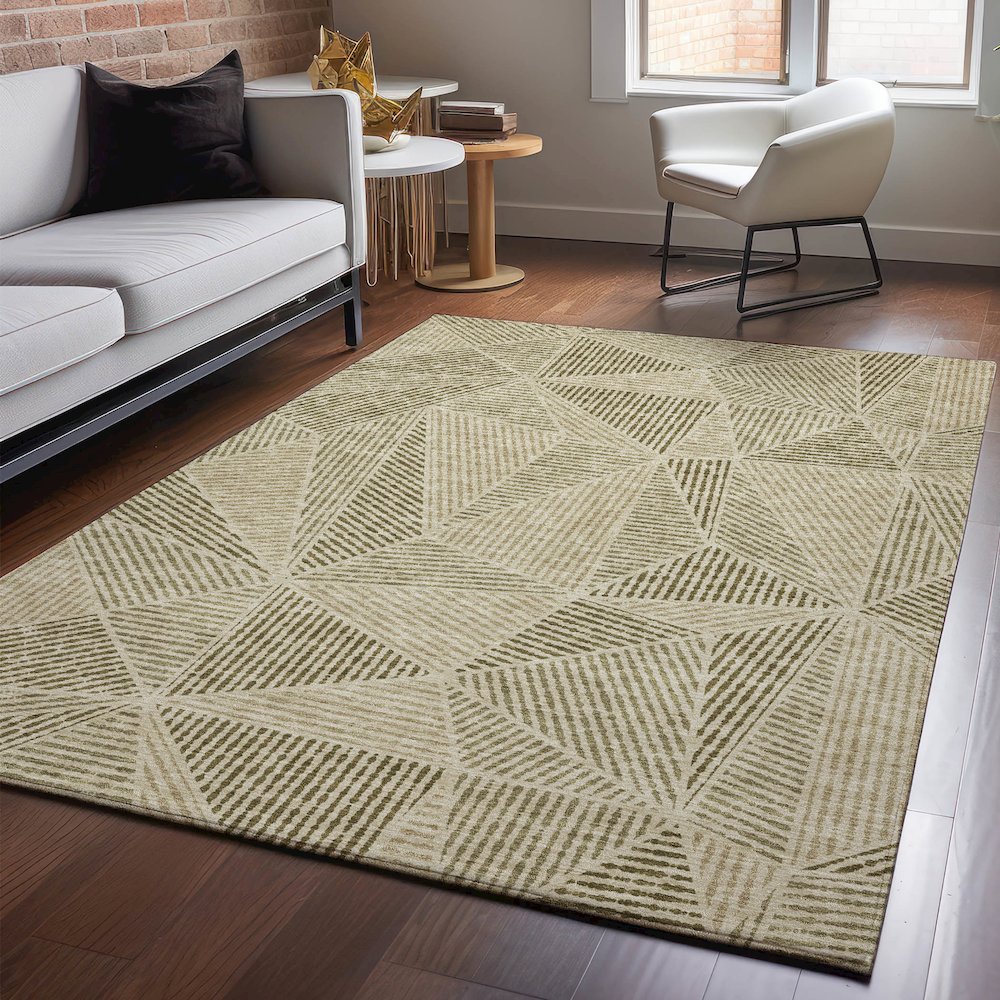 Premium Machine Washable Mayfield  Khaki 2'6" x 3'10" Rug. Picture 5