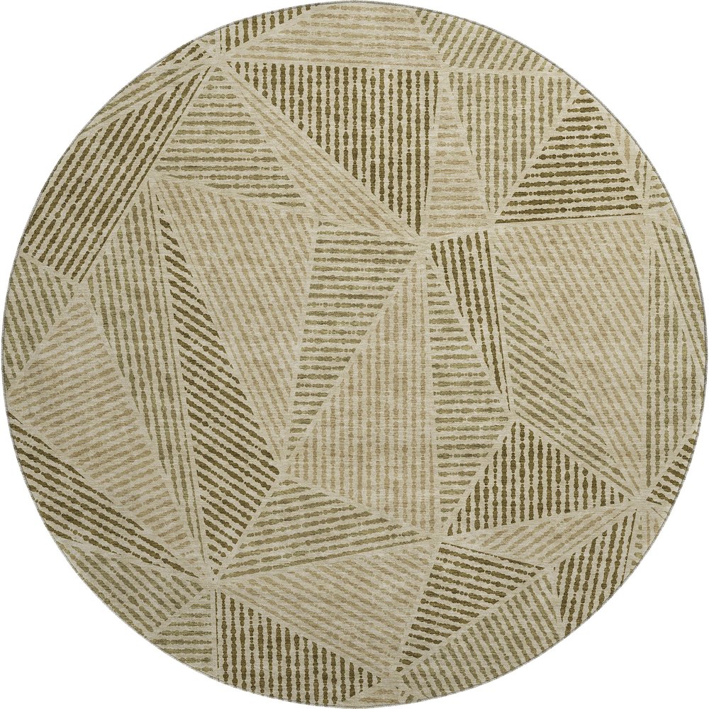 Premium Machine Washable Mayfield  Khaki 8' x 8' Round Rug. Picture 1