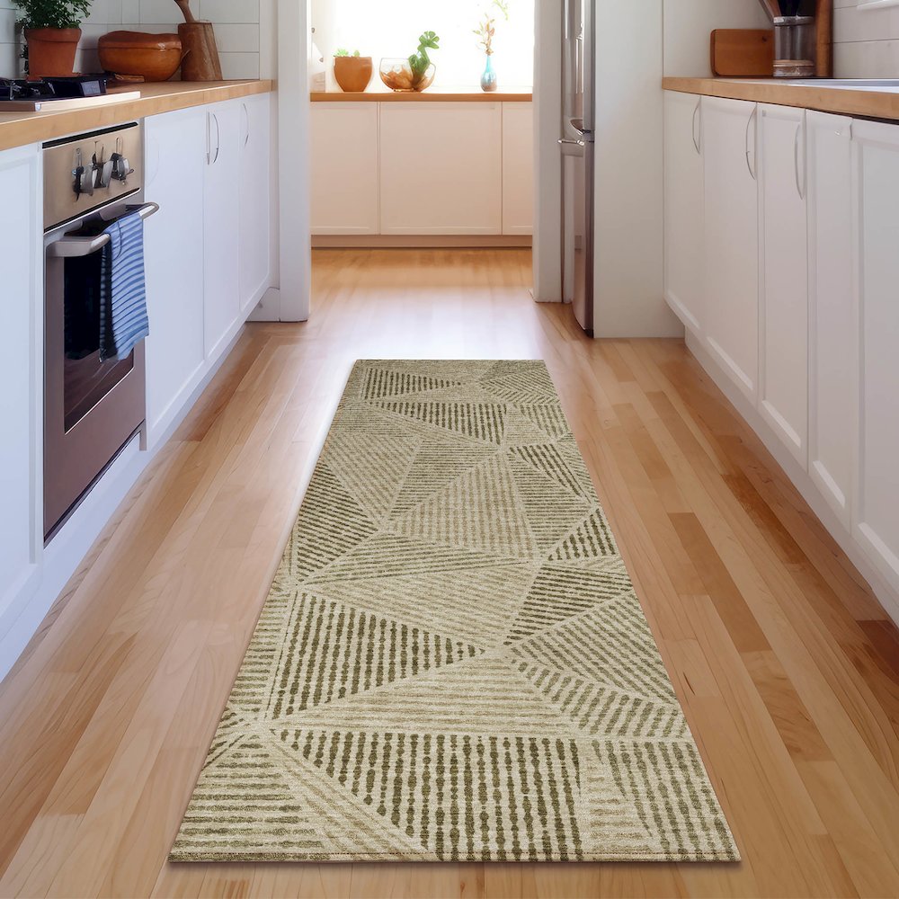 Premium Machine Washable Mayfield  Khaki 2'3" x 7'6" Runner Rug. Picture 5