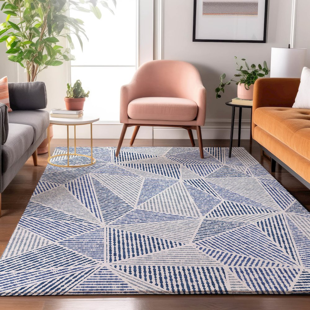 Premium Machine Washable Mayfield  Navy 2'6" x 3'10" Rug. Picture 5