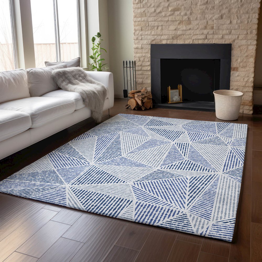 Premium Machine Washable Mayfield  Navy 2'6" x 3'10" Rug. Picture 6