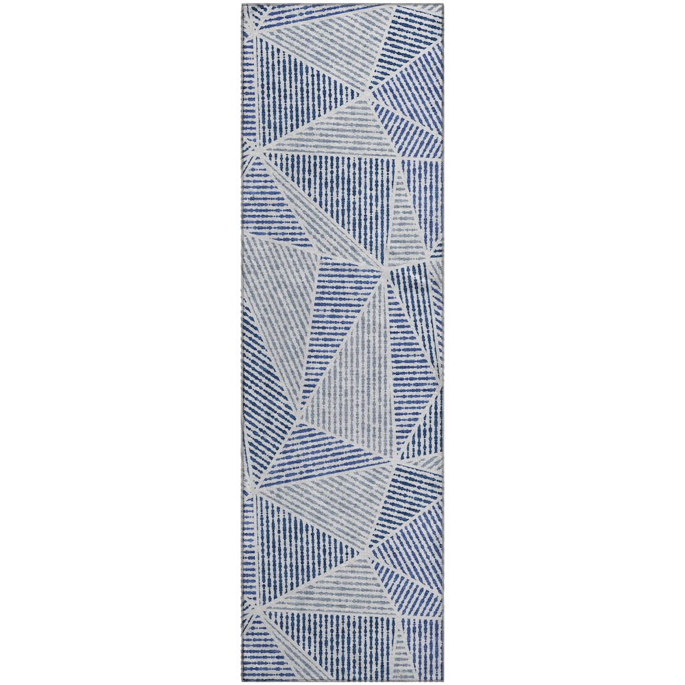 Premium Machine Washable Mayfield  Navy 2'3" x 7'6" Runner Rug. Picture 1