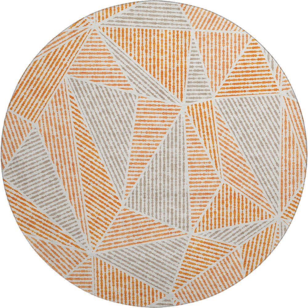 Premium Machine Washable Mayfield  Orange 8' x 8' Round Rug. Picture 1