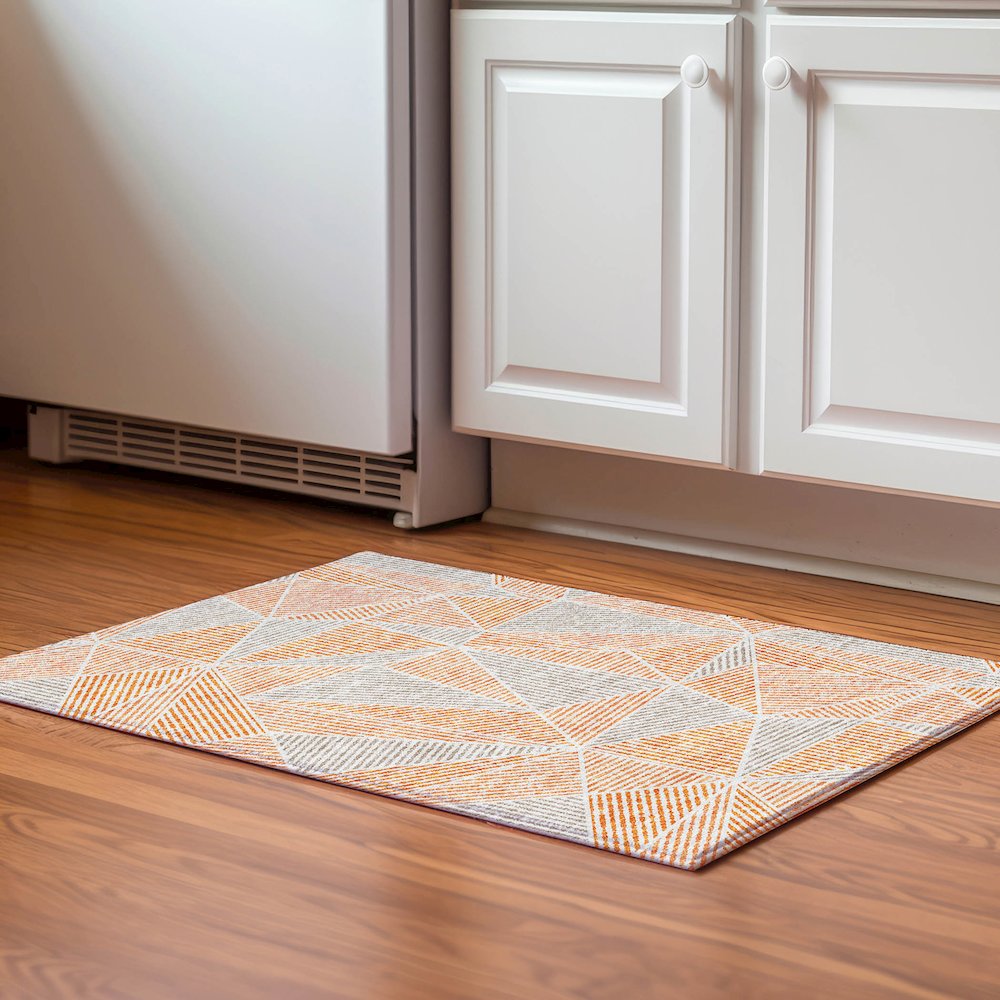 Premium Machine Washable Mayfield  Orange 1'8" x 2'6" Rug. Picture 5