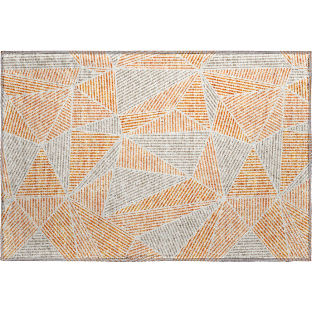 Premium Machine Washable Mayfield  Orange 1'8" x 2'6" Rug. Picture 1