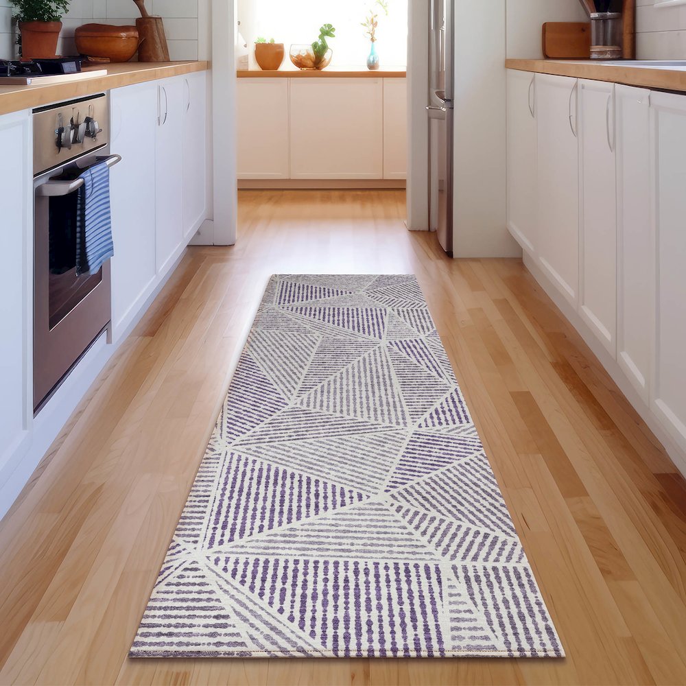 Premium Machine Washable Mayfield  Purple 2'3" x 7'6" Runner Rug. Picture 5